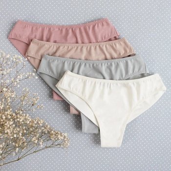 Conjunto de Braguitas Brasileñas de Algodón para Mujer - 4 Piezas en Colores Pastel + Calcetines de Regalo