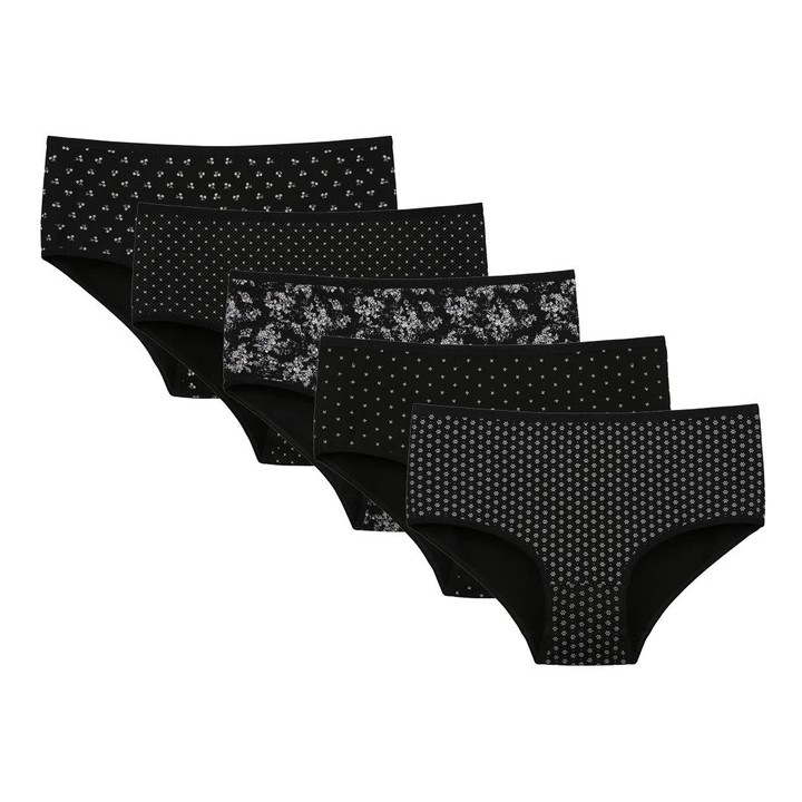 Donella Hochgeschnittene Baumwollslips Set in Schwarz