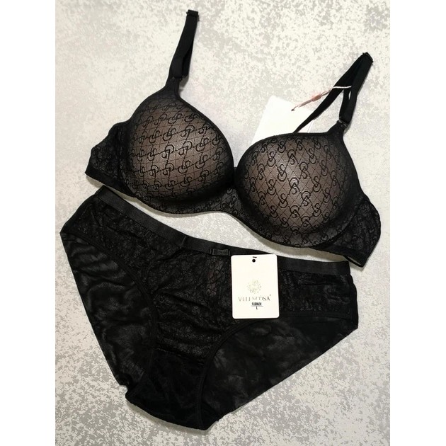 Damen Unterwäsche Set Velencosa Schwarz-Beige