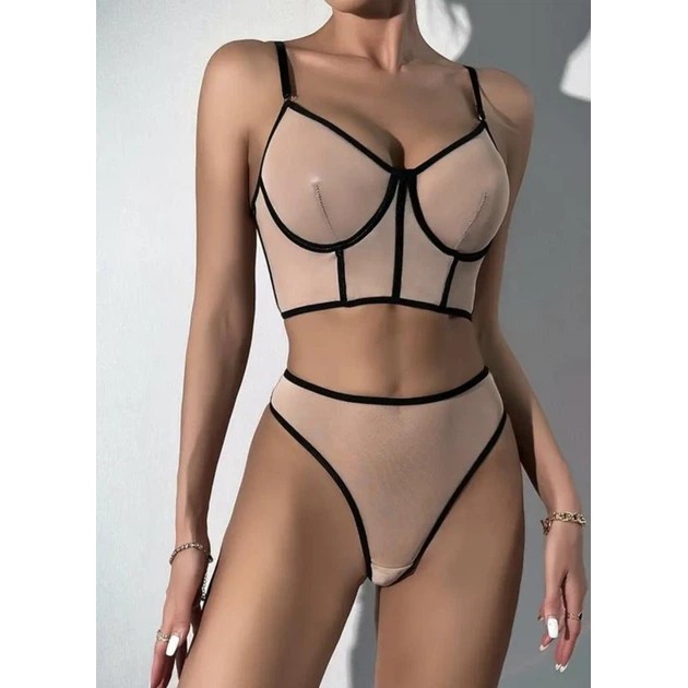 Damen-Lingerie-Set aus Netz Bunt