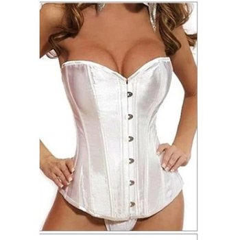 Lace-Up Satin Corset in White