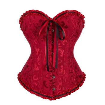 Burgundy Jacquard Lace-up Corset