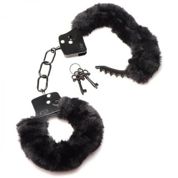 Metal Handcuffs with Fluffy Fur in Black