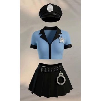 Erotic Policewoman Costume in Black and Blue