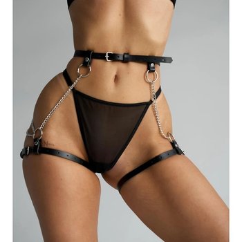 Nova Harness with Garter and Chains in Black