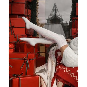 White Socks with Ribbed Pattern