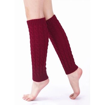 Women's Textured Leg Warmers in Burgundy