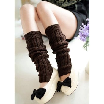 Brown Knitted Leg Warmers One Size