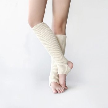 White Dance and Yoga Warm-Up Leg Warmers 40 cm
