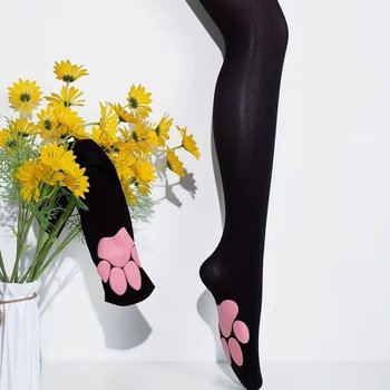 Knee-High Cat Paw Leg Warmers Black