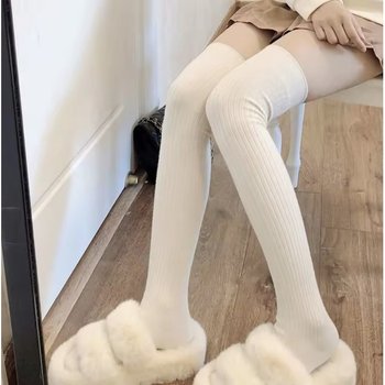 Long Women's Legwarmers in Cream Color