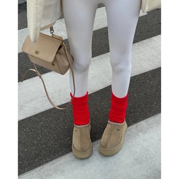 Red Ribbed Leg Warmers