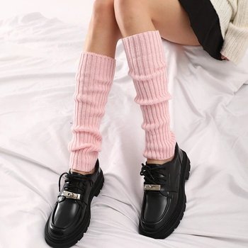 Low Ribbed Leg Warmers in Rich Pink Color