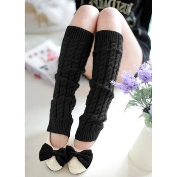 Black Knitted Leg Warmers One Size