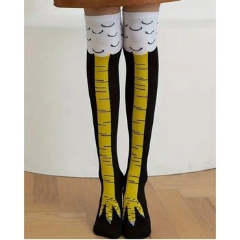 Chicken Leg Print Knee High Socks in Orange