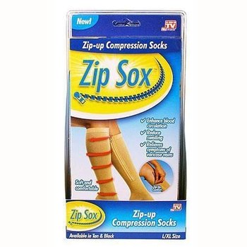 Zip Sox Compression Socks Beige with Open Toe