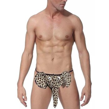 Men's LuAMaMA Elephant String Briefs, Leopard Print