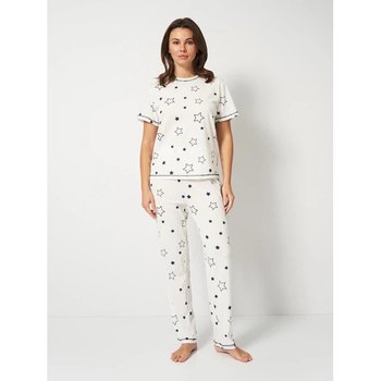 Women's Trendyol Pajama Set with Short Sleeves Ecru