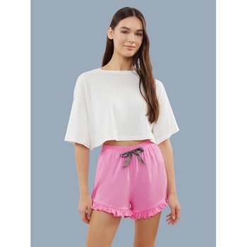 Trendyol Women's Pajama Shorts Set in Gray and Pink