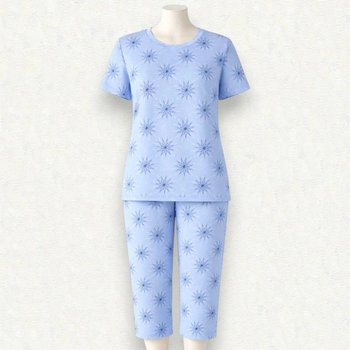 Women's Pajama Set with T-Shirt and Capris in Blue