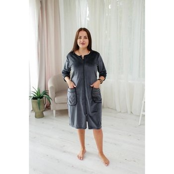Women's Gray Velour Bathrobe