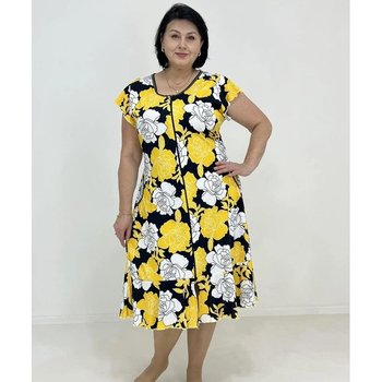 Women's Ruffled Floral Bathrobe Yellow