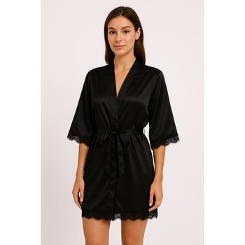 Women's Black Silk Robe