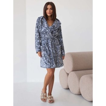 Women's Warm Hooded Bathrobe in Gray