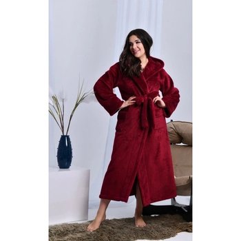 Warm Women's Hooded Wrap Robe in Burgundy