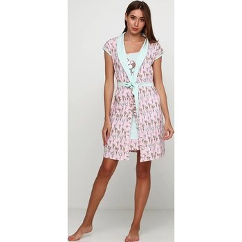Elitol Nightgown and Robe in Pink and Mint