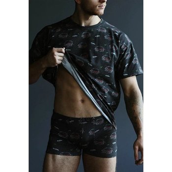 Men's Boxers and T-Shirt Black Burger Black