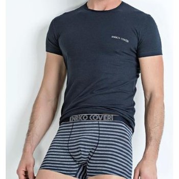 Men's Set with T-Shirt and Striped Boxers Blue