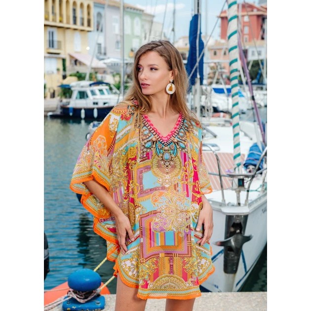 Indiano Poncho Tunika — Leichter Chiffon für den Strand