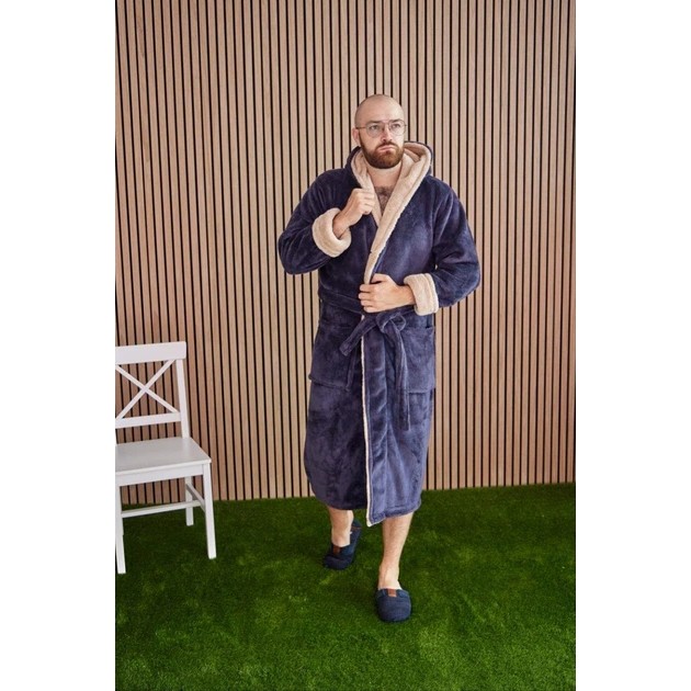 Herren Frottee-Bademantel in Graphitfarbe — Warm und Bequem