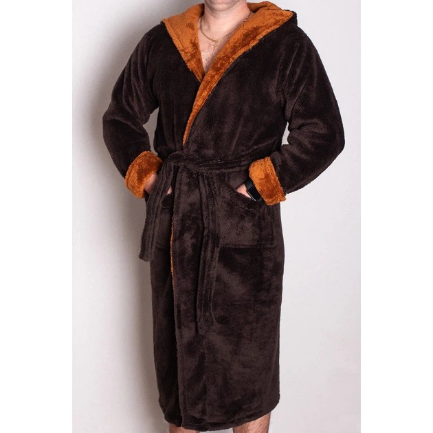 Men's Plush Bathrobe Ukrcamo in Brown