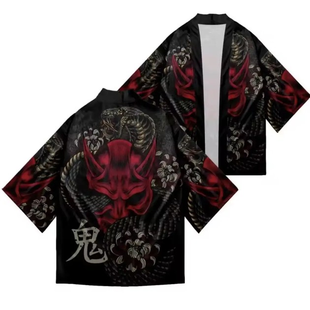 Japanese Style Haori — Black Kimono Cardigan for Men and Women