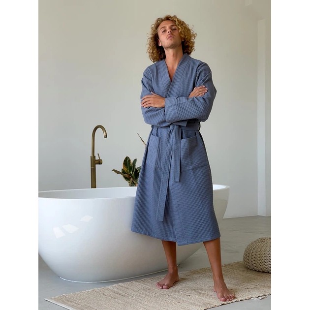 Men's Waffle Robe Cosy in Marengo Color — Perfect for Home