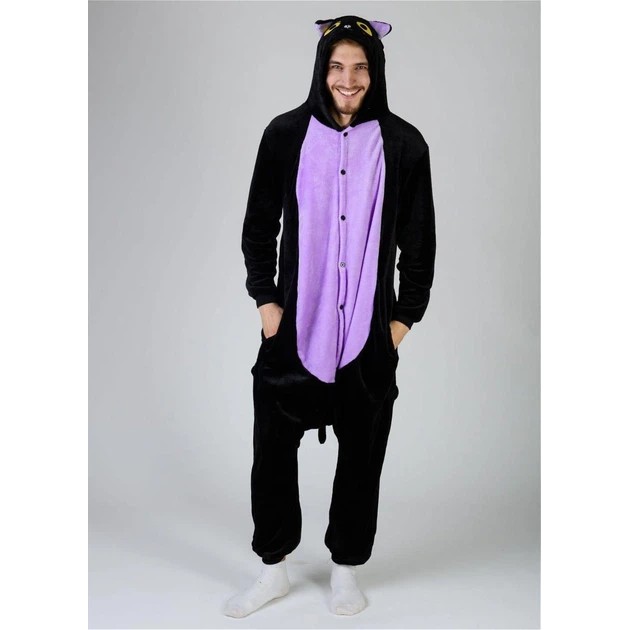 Kigurumi de hombre negro y morado - pijama cómodo