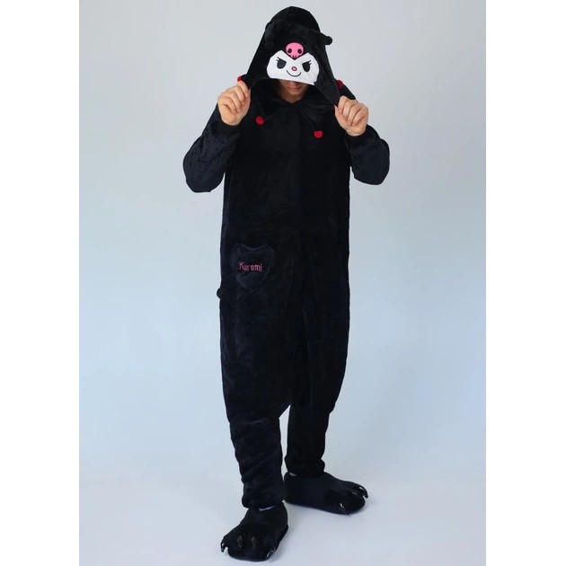 Herren Kigurumi Pyjama Kuromi in Schwarz — Bequemer Hausanzug