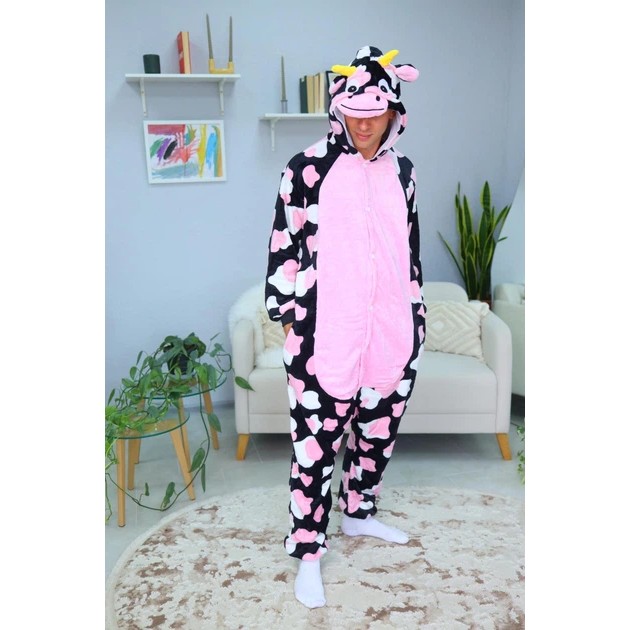 Men's Kigurumi Cow Bull with Pink Spots — Cozy Pajama