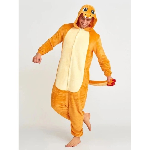 Herren Kigurumi — Pokémon Glumanda in Orange