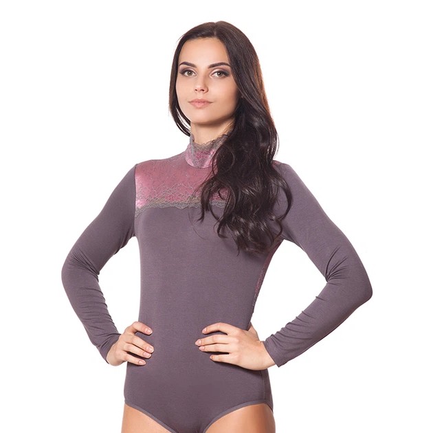 Graues Bikini-Body von Vol mit langen Ärmeln