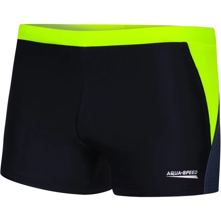 Men's Boxer Swim Trunks Aqua Speed DARIO in Black, Dark Gray, and Yellow