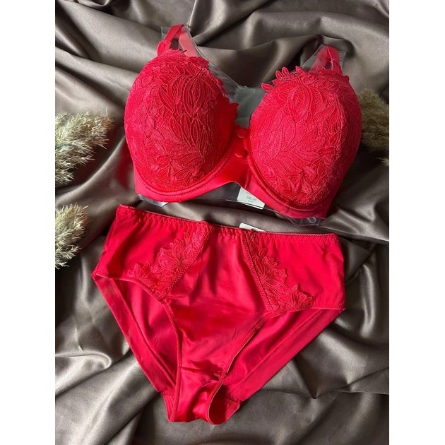 Weiyesi Bra and Panty Set in Red