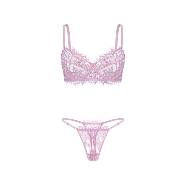Lace Set — Pink Bra and Panties