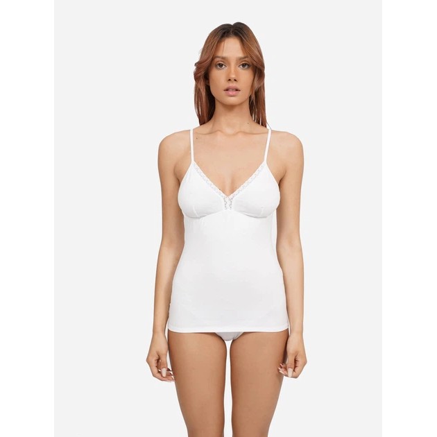 Women's Cotton Tank Top with Lace Trim — Comfort in White