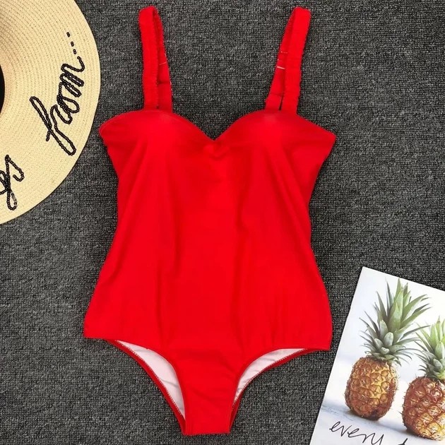 Damen-Einteiler aus Elasthan — stilvolles rotes Design