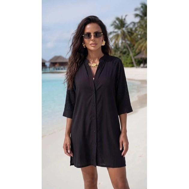 Women's La`visio Black Tunic Shirt in Lightweight Fabric