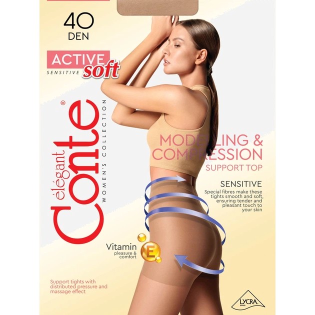 Pantys Conte Active Soft 40 Den marrones - suavidad y confort