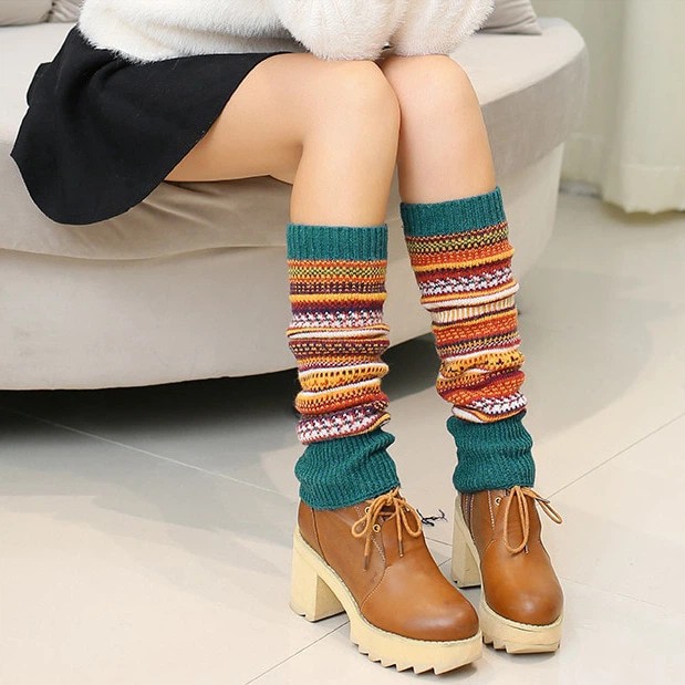 Medias de punto térmicas color turquesa - comodidad y estilo